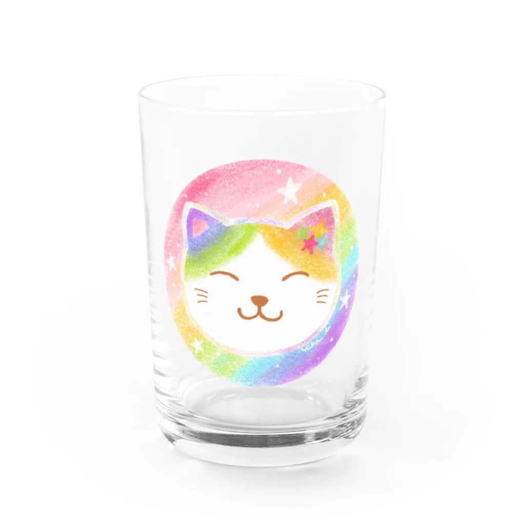 前田悠花｜イラストレーターの★にじいろ猫★ Water Glass :front