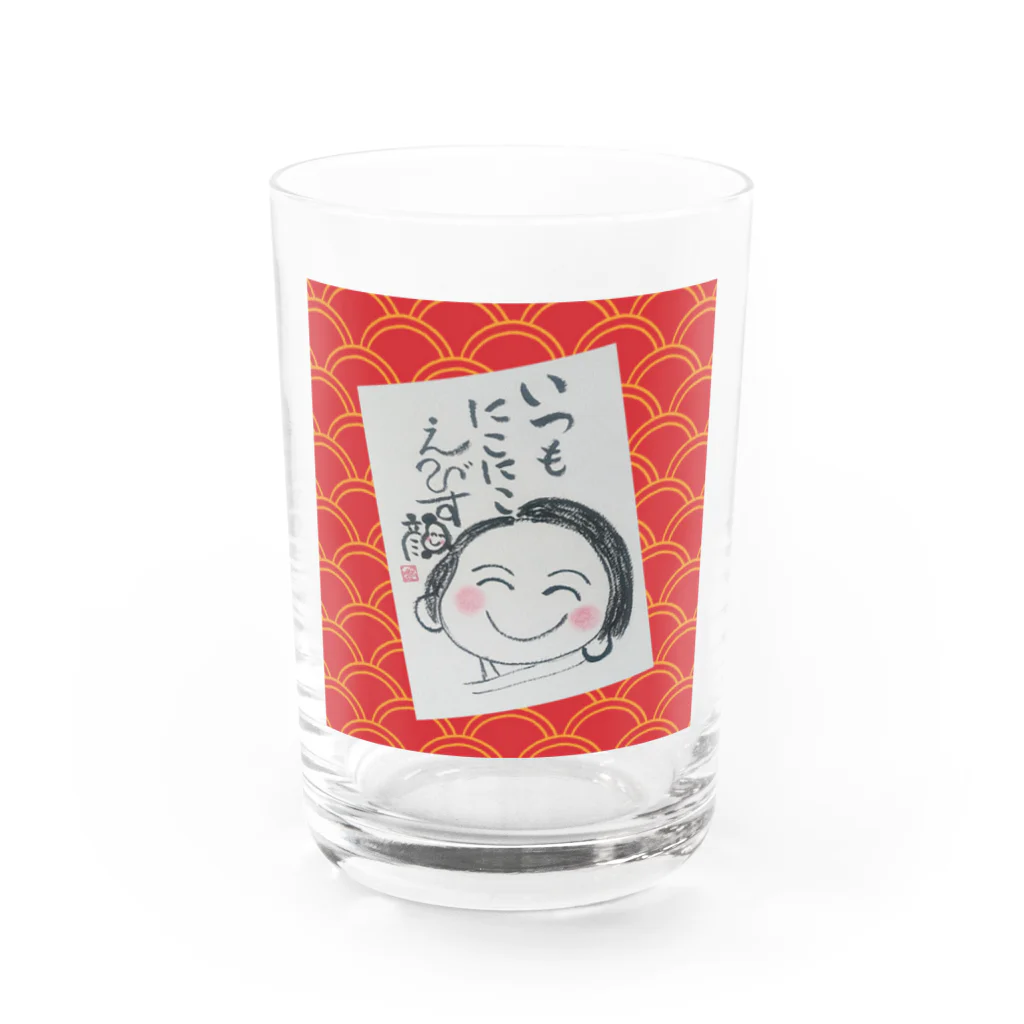 開運ことはのえびす顔かよちゃん(赤) Water Glass :front