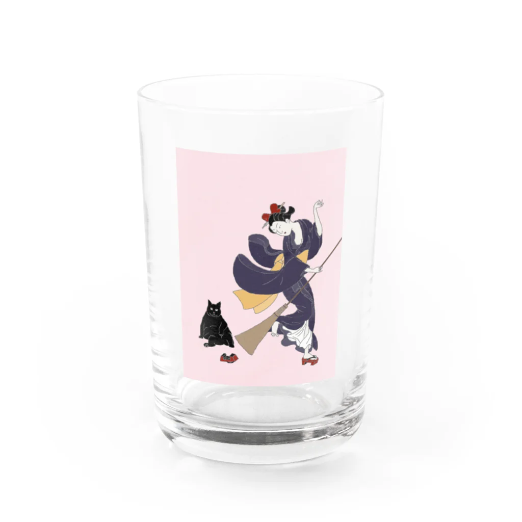 keeeeeep smilingの働く気のない猫ジジ　Jiji’s delivery service Water Glass :front