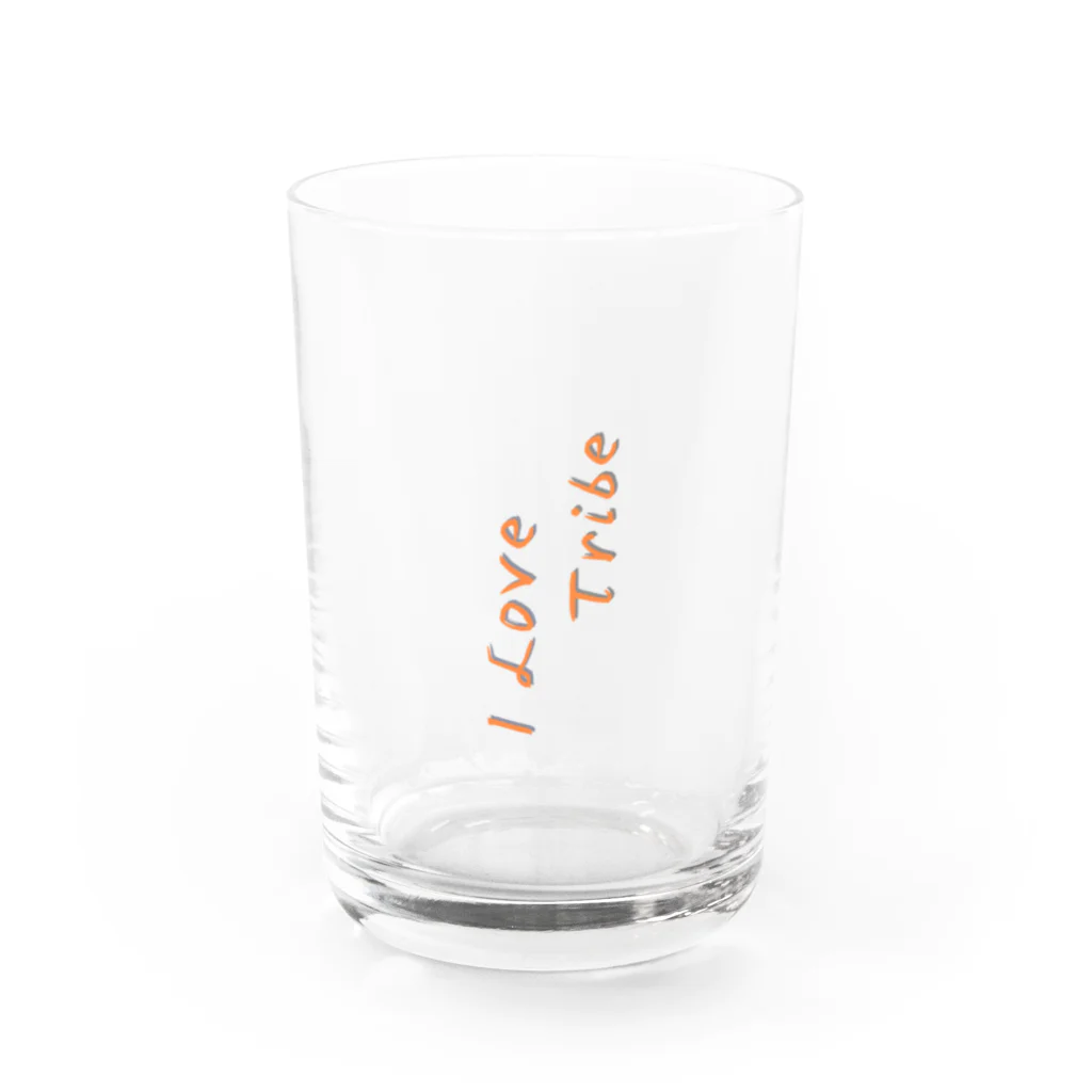 ミラくまのI LOVE Tribe 縦文字 Water Glass :front