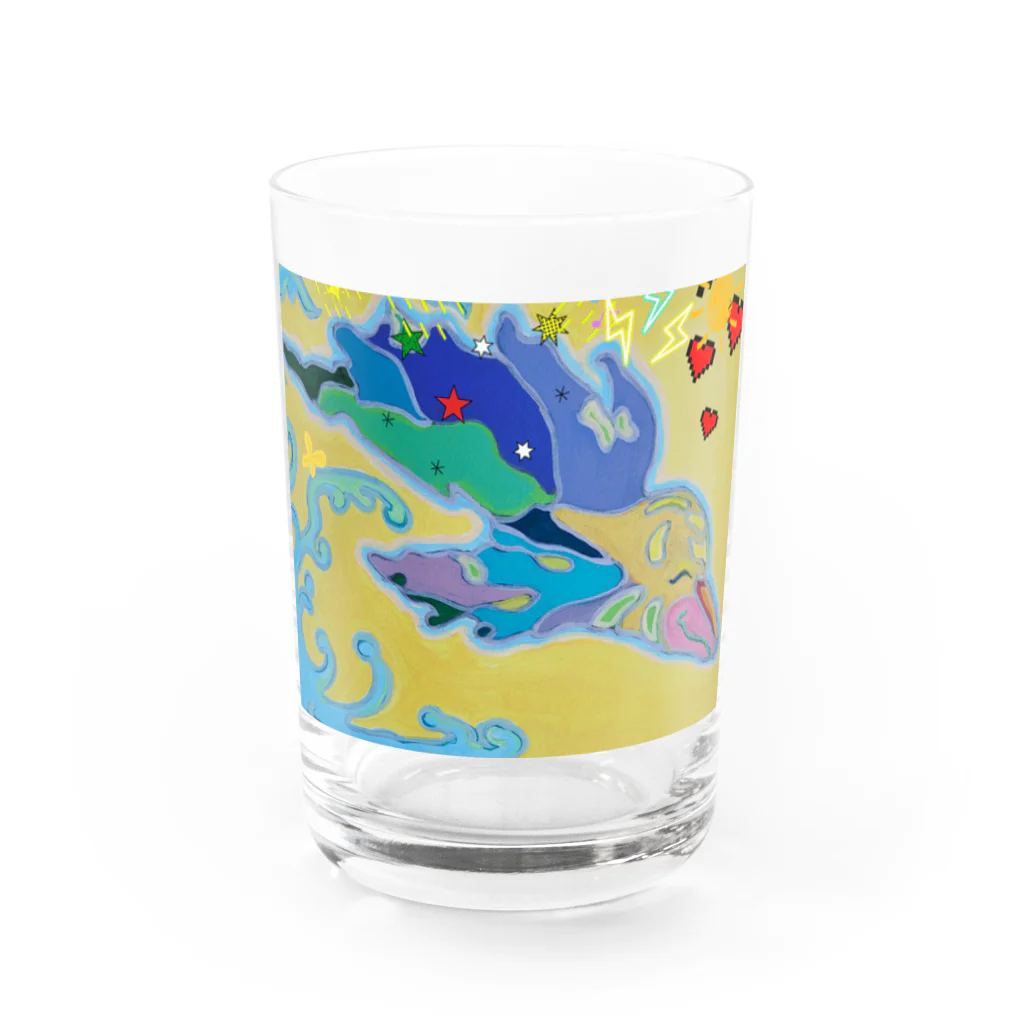 アート工房　甘月蝕(kanngesshoku)『TAaKA』のストアのMary's  tweets『ワーイ、海水浴って最高!!』 Water Glass :front