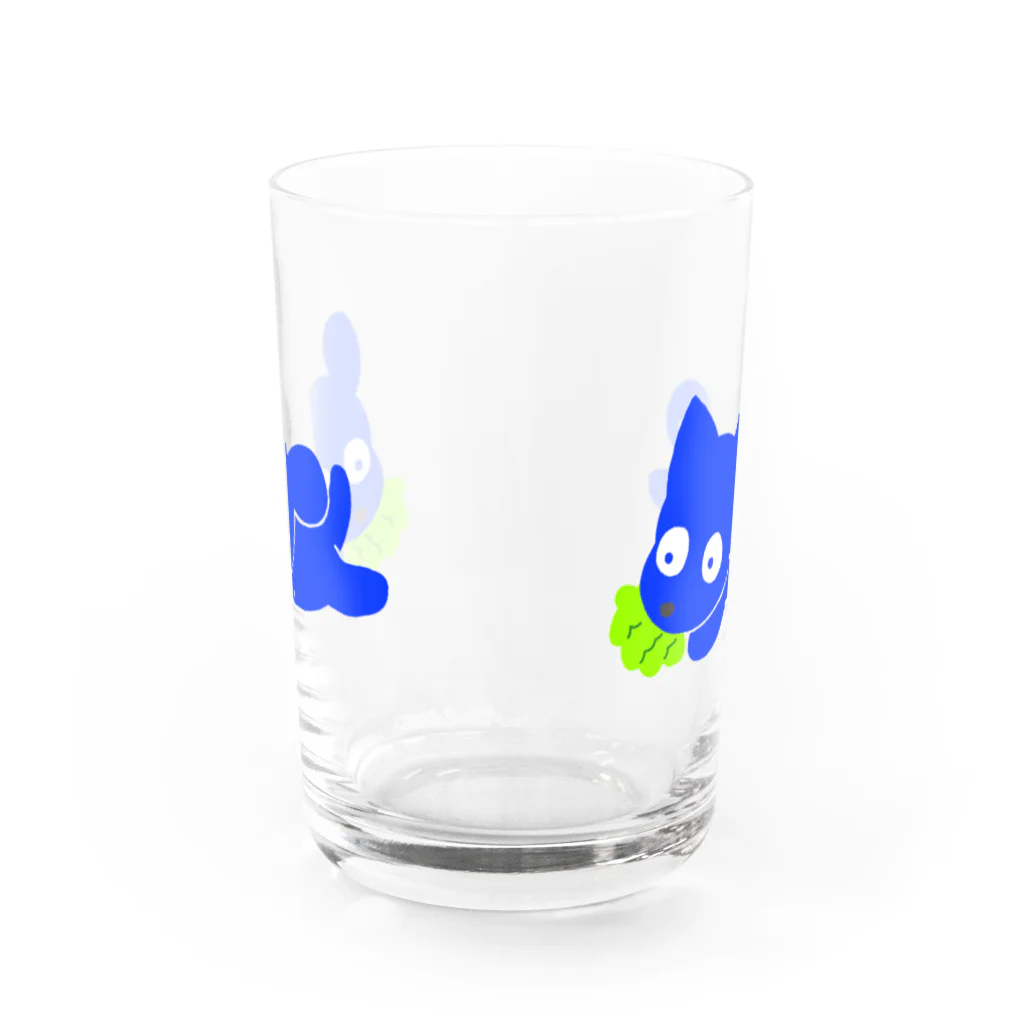 HARAPEKO WORLDのホップをくわえたワンコ Water Glass :front