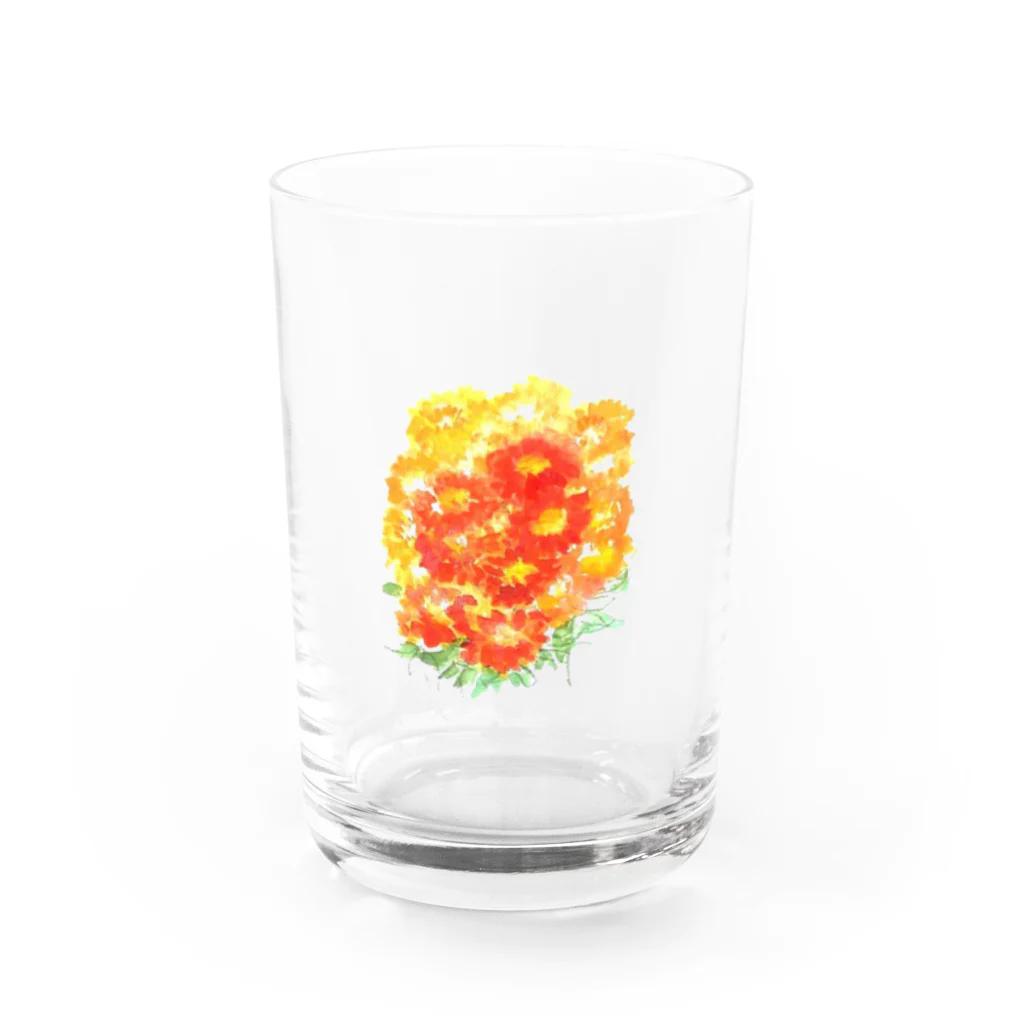 SUZURI.KEY-CHANの7月17日の誕生日花は「百日草」です！ Water Glass :front