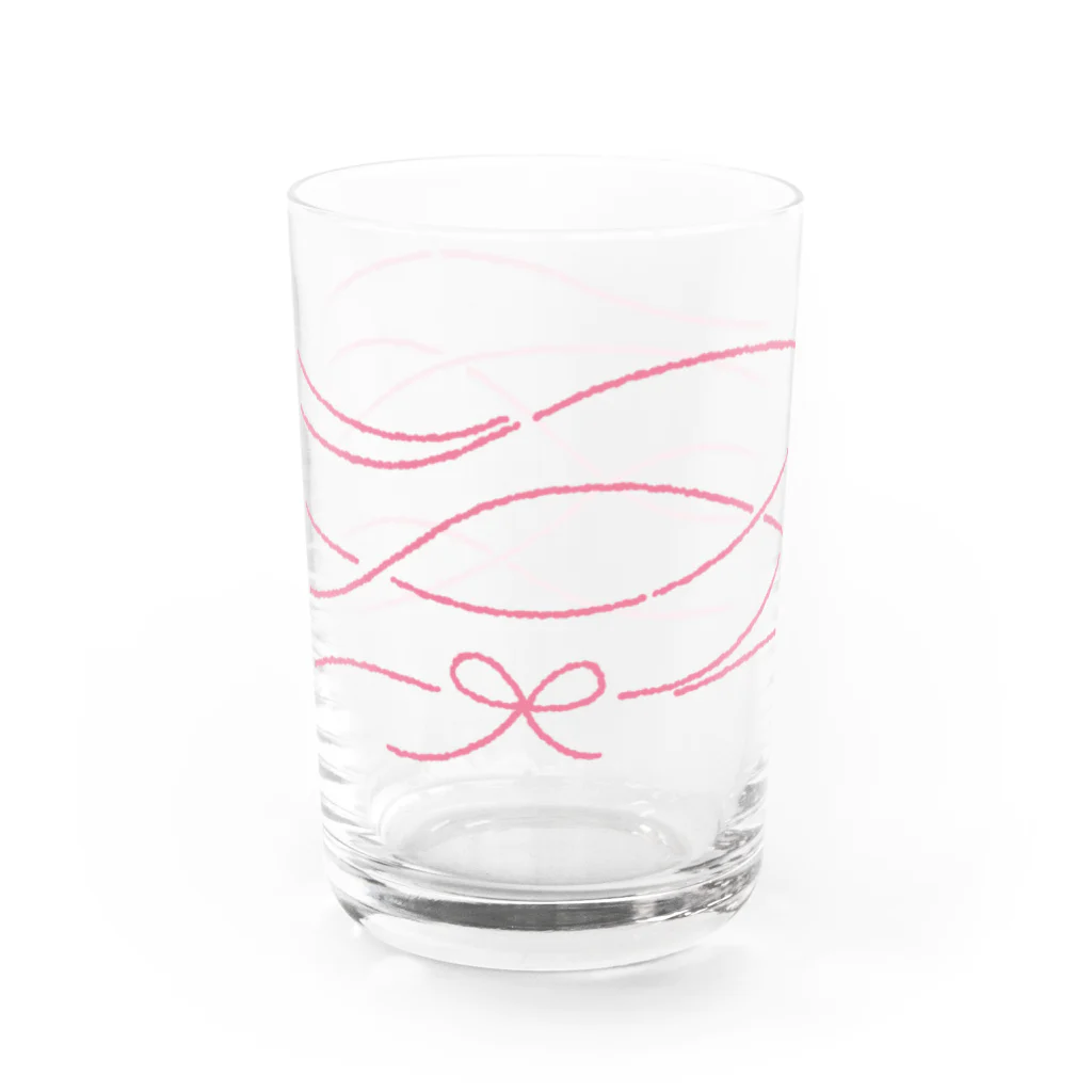 浅沼シオリ｜カップ酒愛好家のリボンぐるぐるグラス（ピンク） Water Glass :front