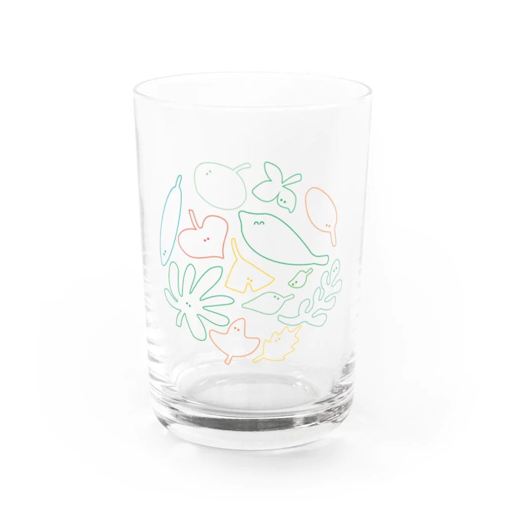 おばけ植物園【小物屋】の葉っぱのおばけたち（ライン） Water Glass :front