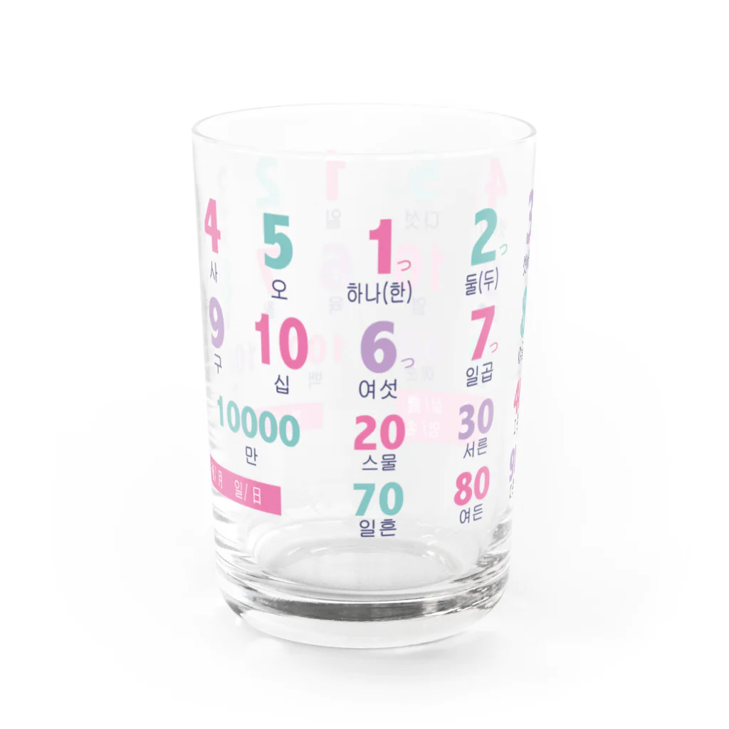 モントー夫人のお店のハングル数字 Water Glass :front