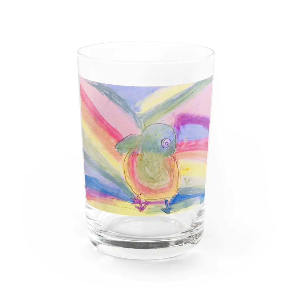 go80sのピーコックグリーンからす Water Glass :front