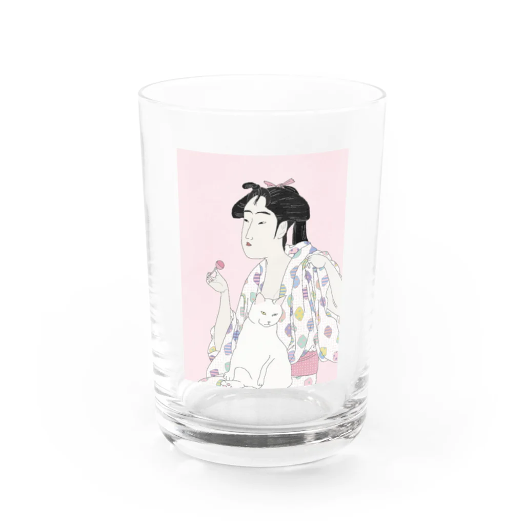 keeeeeep smilingの猫とチュッパチャプスと私 Water Glass :front