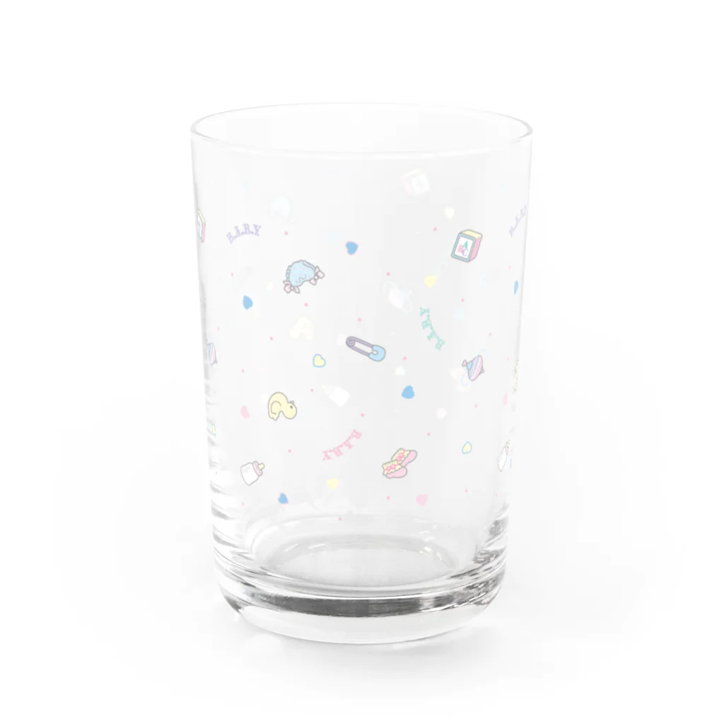 B.A.B.YのPUFF・PUFF・PARTY! / BABY WHITE柄（グラス用） Water Glass :front