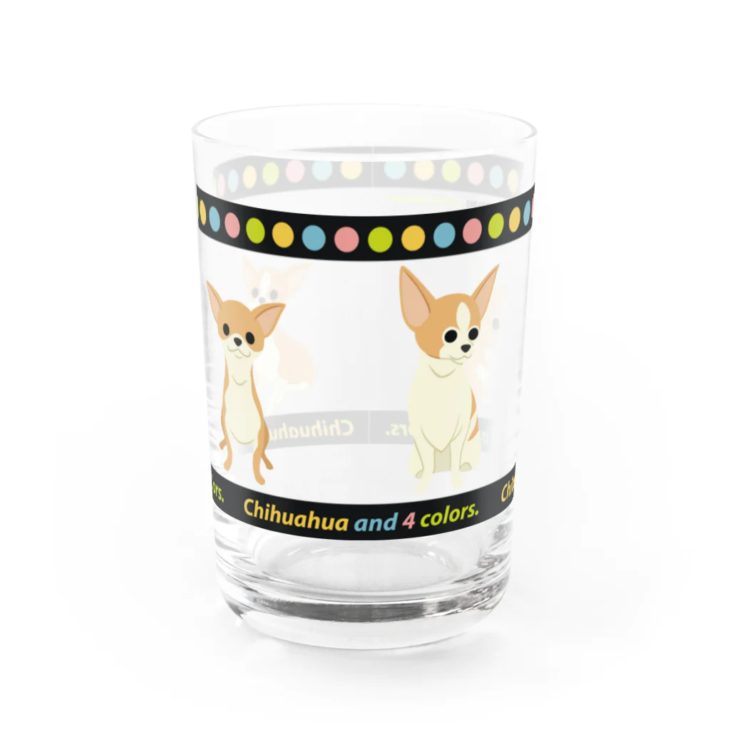 Quatre Illustrationのチワワの兄弟 Water Glass :front