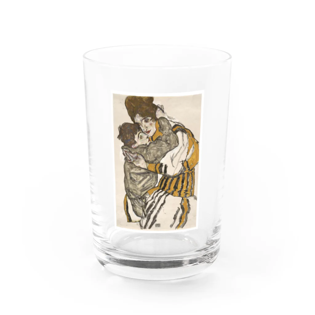 世界の絵画アートグッズのエゴン・シーレ《シーレの妻と小さな甥っ子》 Water Glass :front