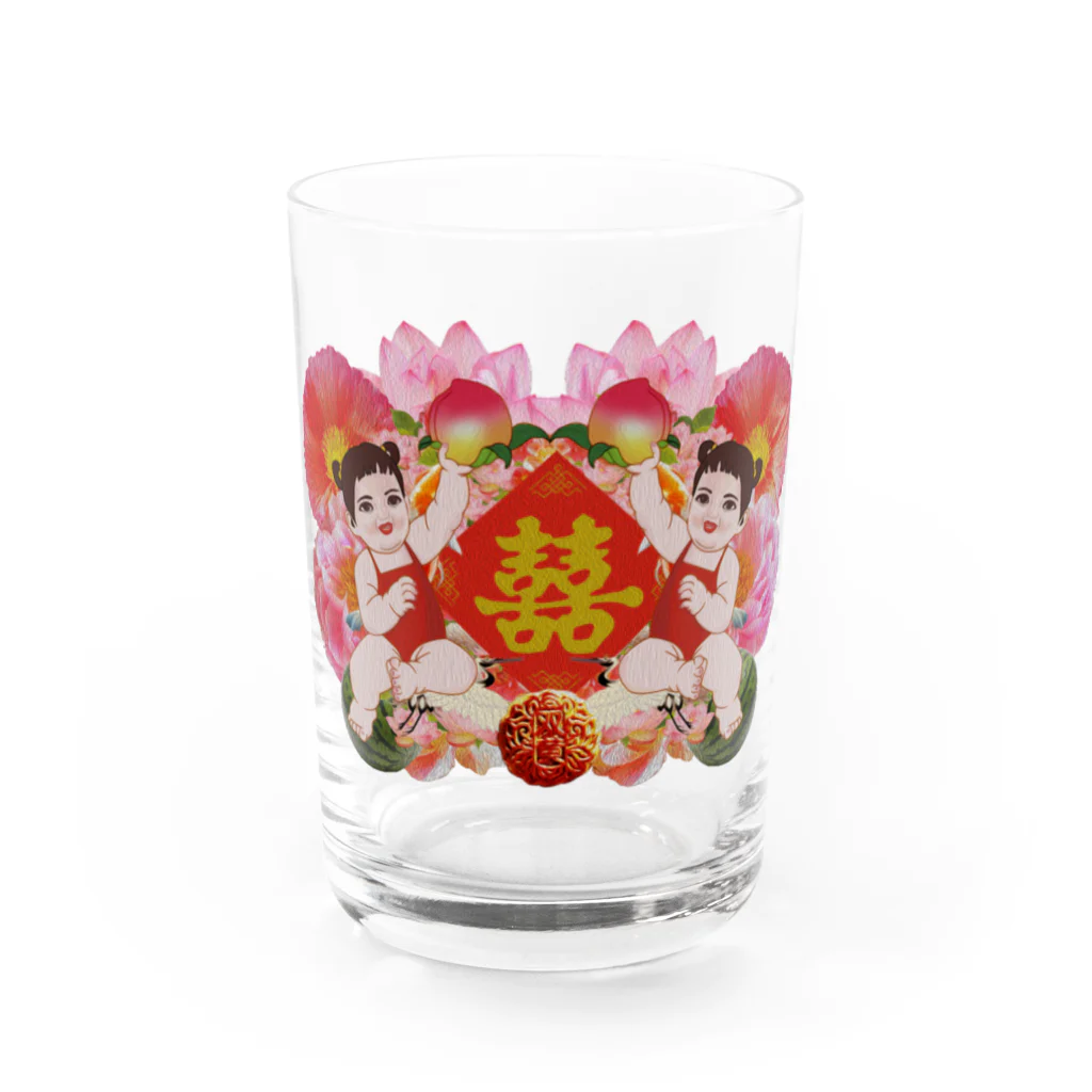 中華呪術堂（チャイナマジックホール）の【表プリント】豪華絢爛！双喜紋  Water Glass :front