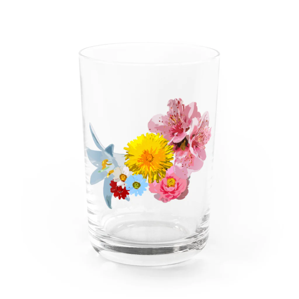 shi-chi Labo graph(詩一）の逆シンニョウの花々 Water Glass :front