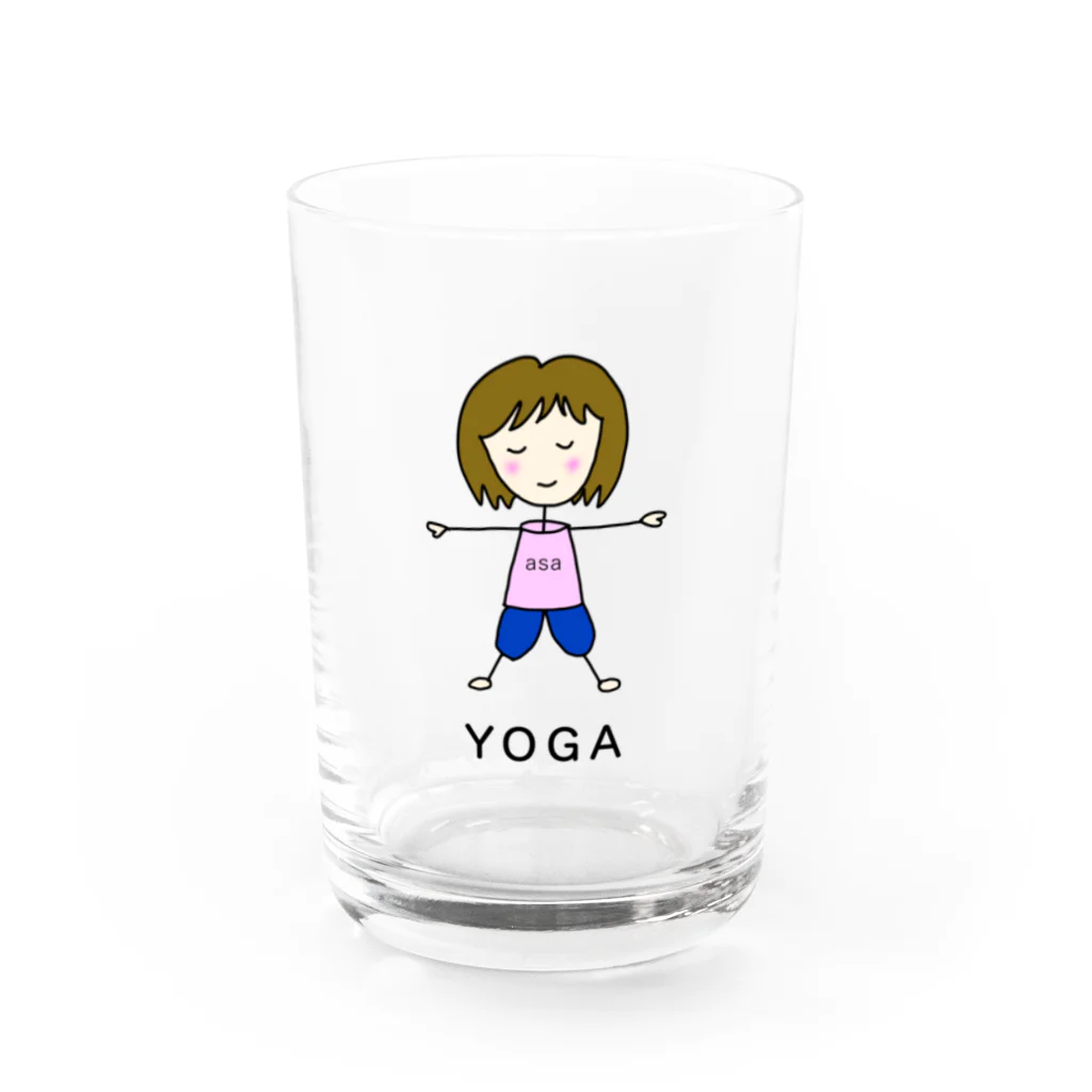 地球de遊ぼ。のヨガールasaちゃん(カラー) Water Glass :front