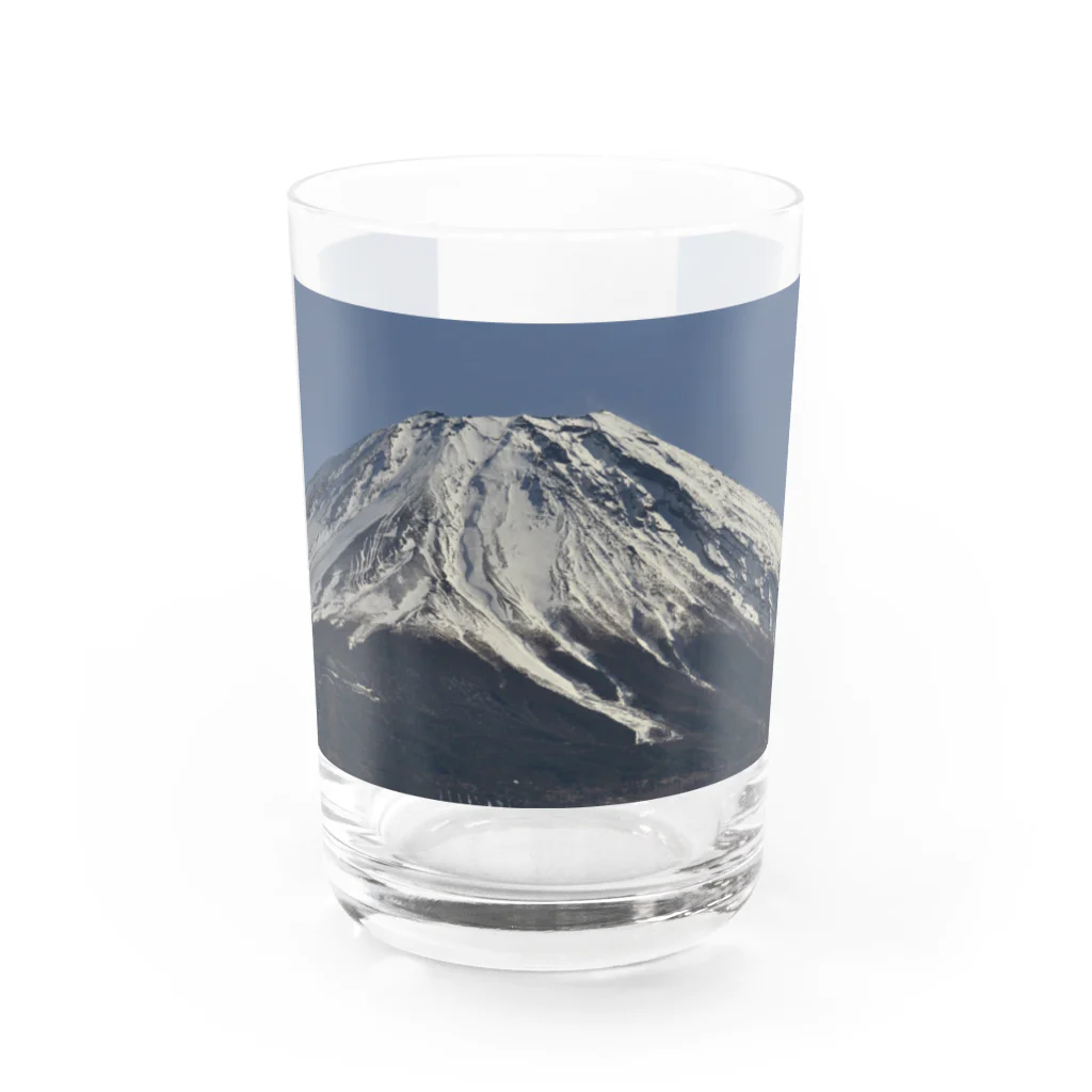 下田村の冠雪した富士山 Water Glass :front