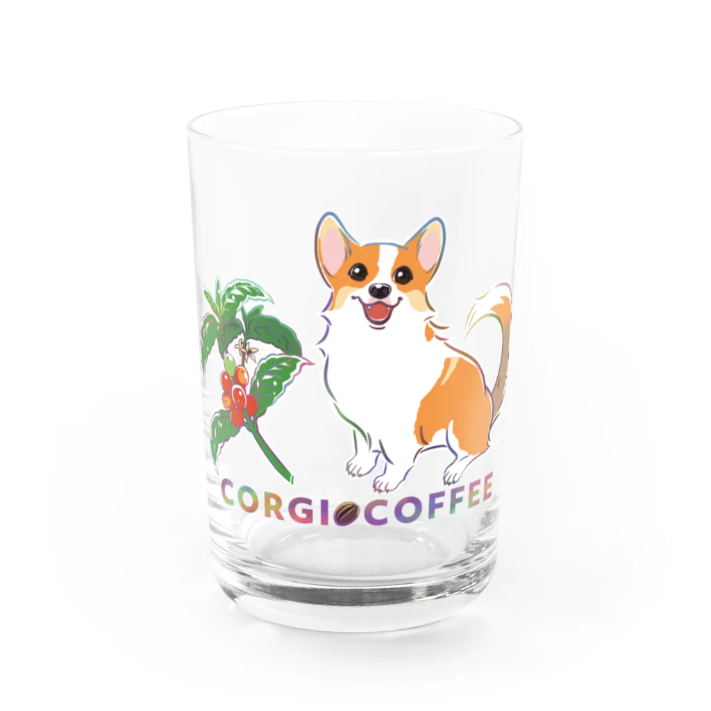 コーギーとうま！のコーギーコーヒー（るんちゃん） Water Glass :front