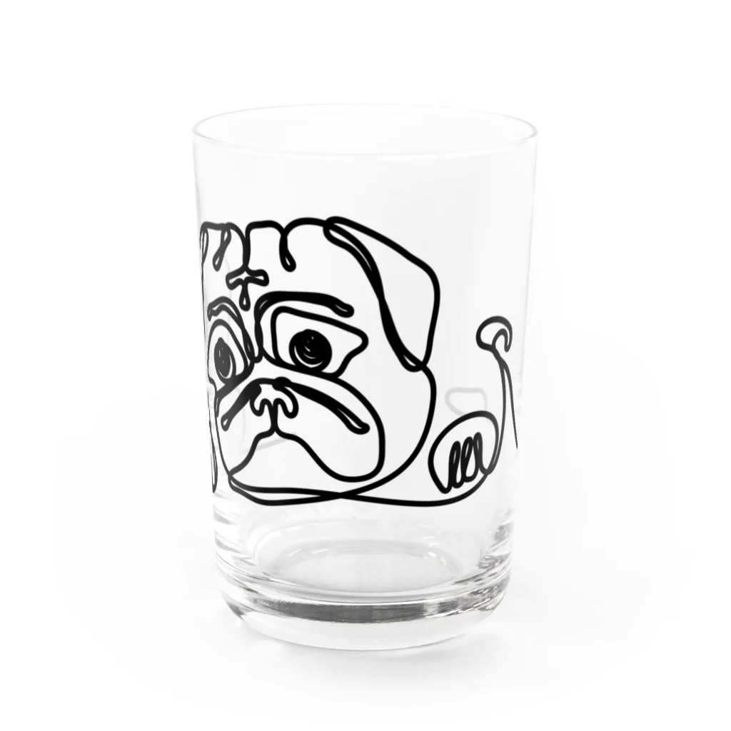 パグ PUG ぱぐ  OHMAI GALLERYのパグ 一筆書き グッズ グラス前面