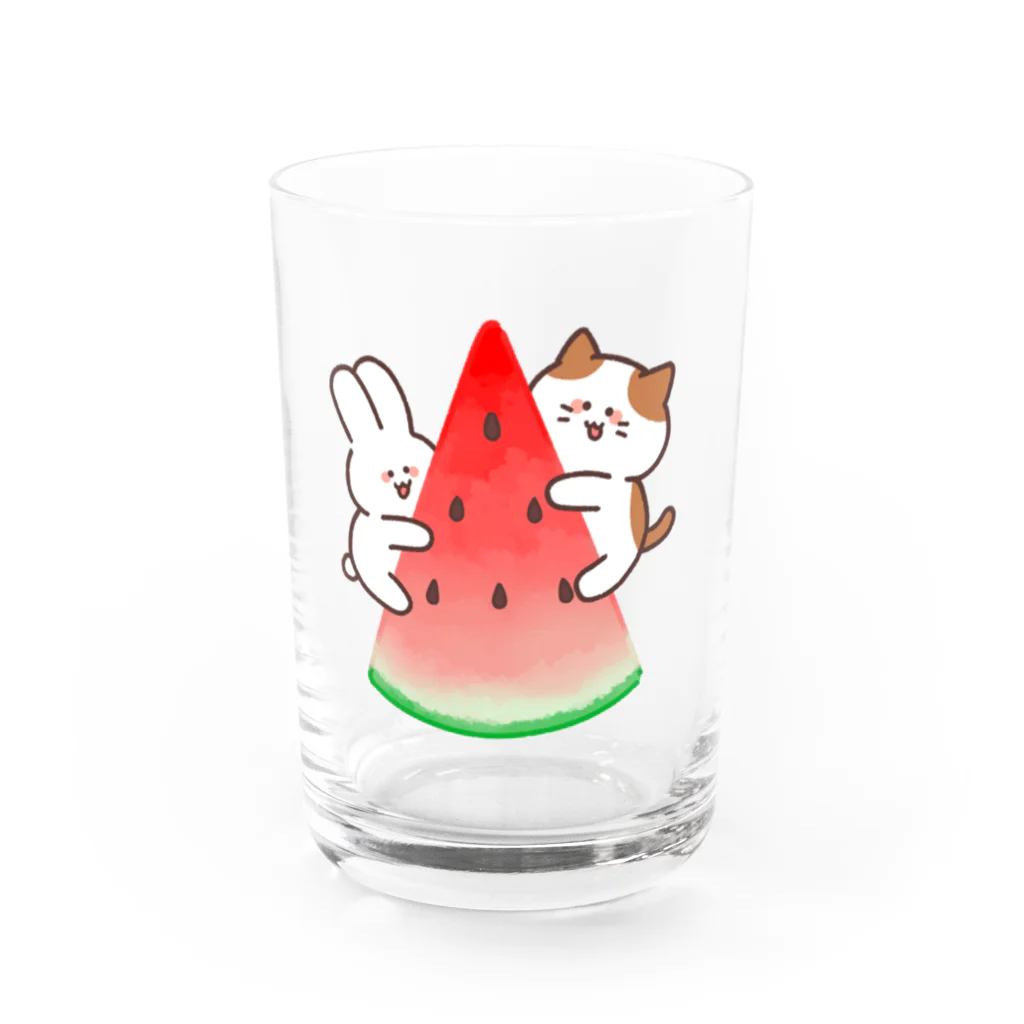  とろろんのスイカ大好き Water Glass :front