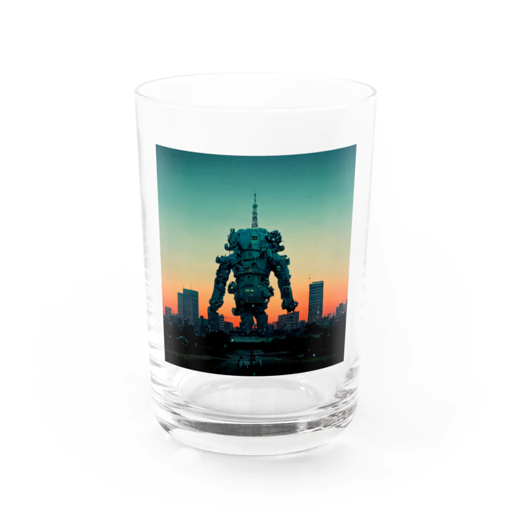 らぱその大きくて不気味なロボットのある夕景 Water Glass :front