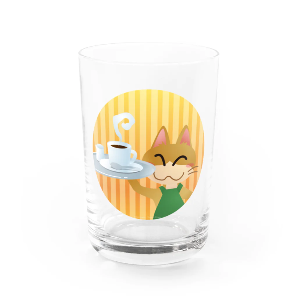 雑貨屋きゅう＠suzuri支店のねこオーナーのコーヒー Water Glass :front