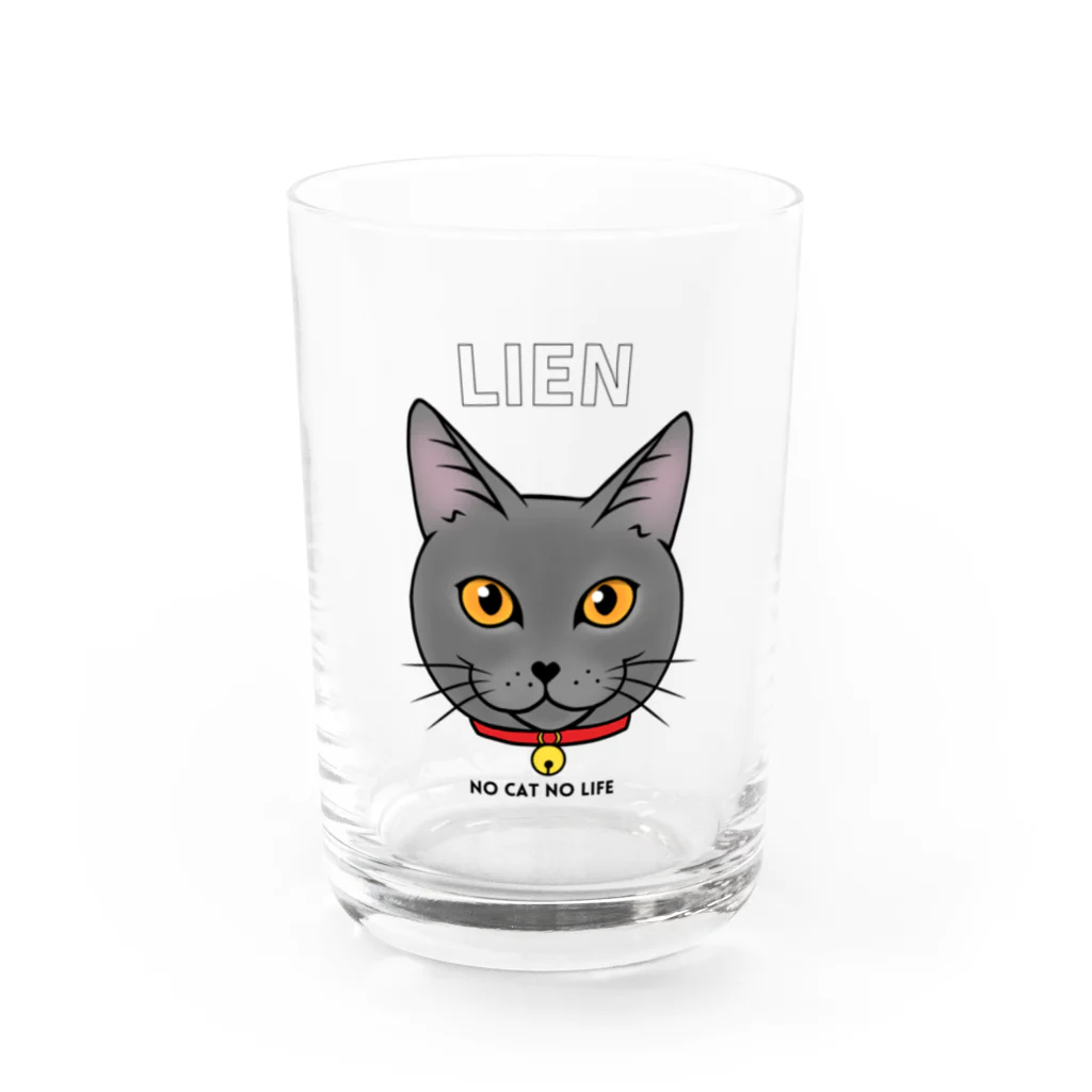 猫のイラスト屋さんのlien sumomomilk Water Glass :front