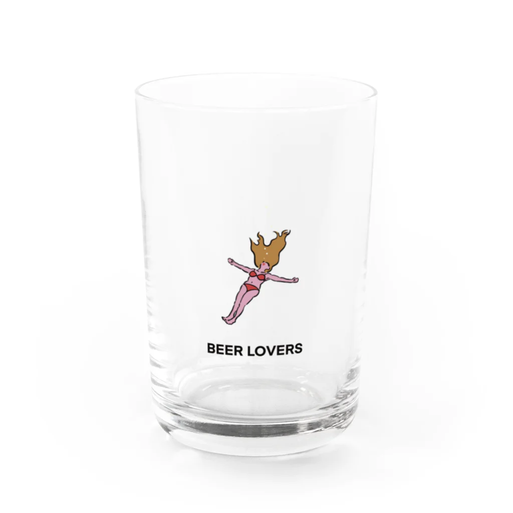 ON THE BEDのBEER LOVERS ビールに溺れるグラス Water Glass :front