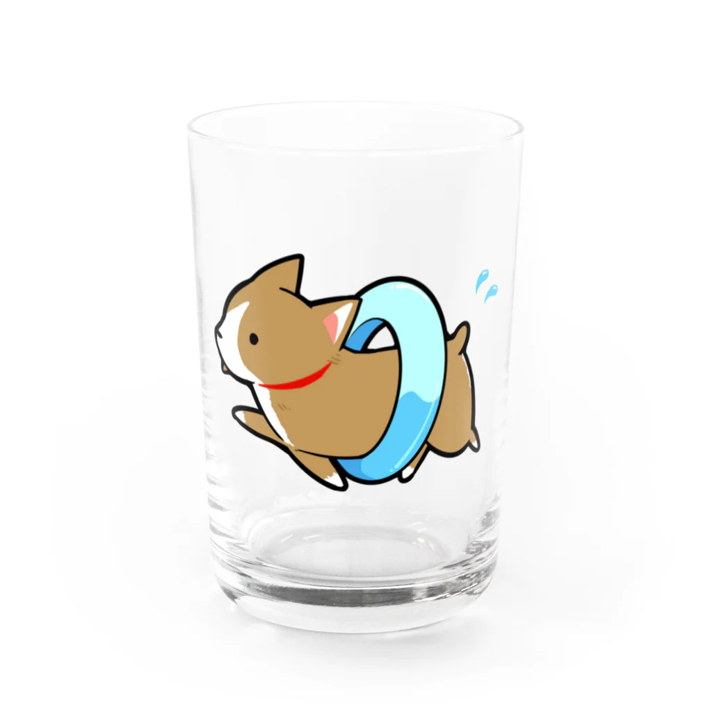 かわいいコーギーのswim Water Glass :front