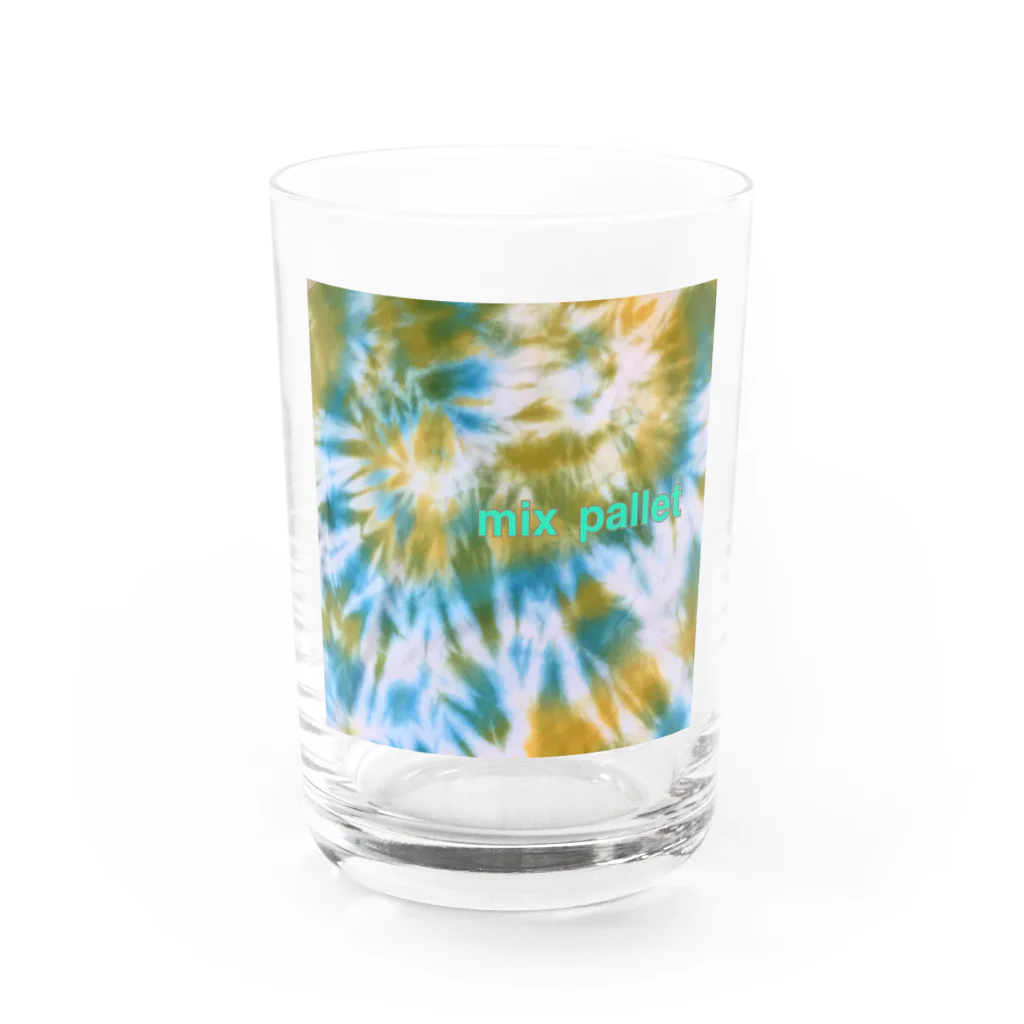 Mix pallet りょうのタイダイ染めプリント　黄緑×水色 Water Glass :front