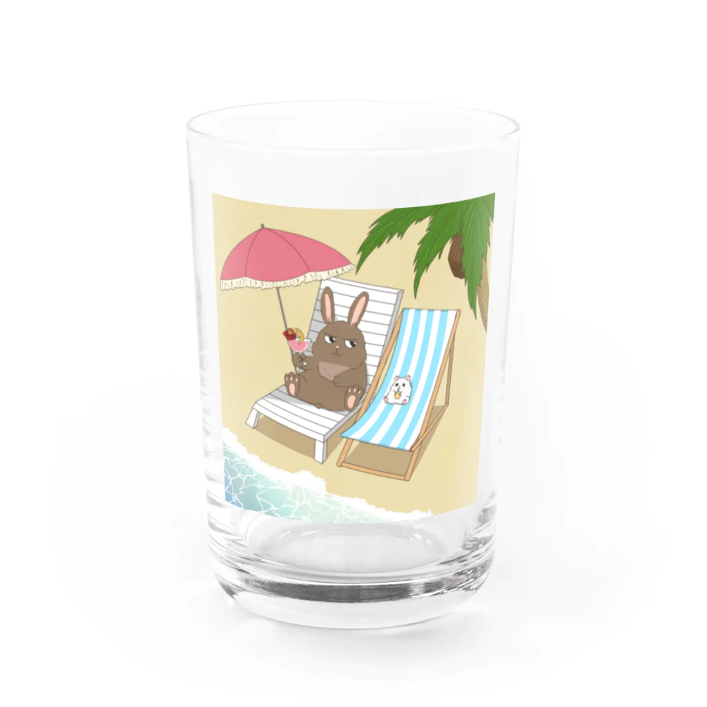 はむはむえどちゃんのはむうさ 夏のバカンス Water Glass :front