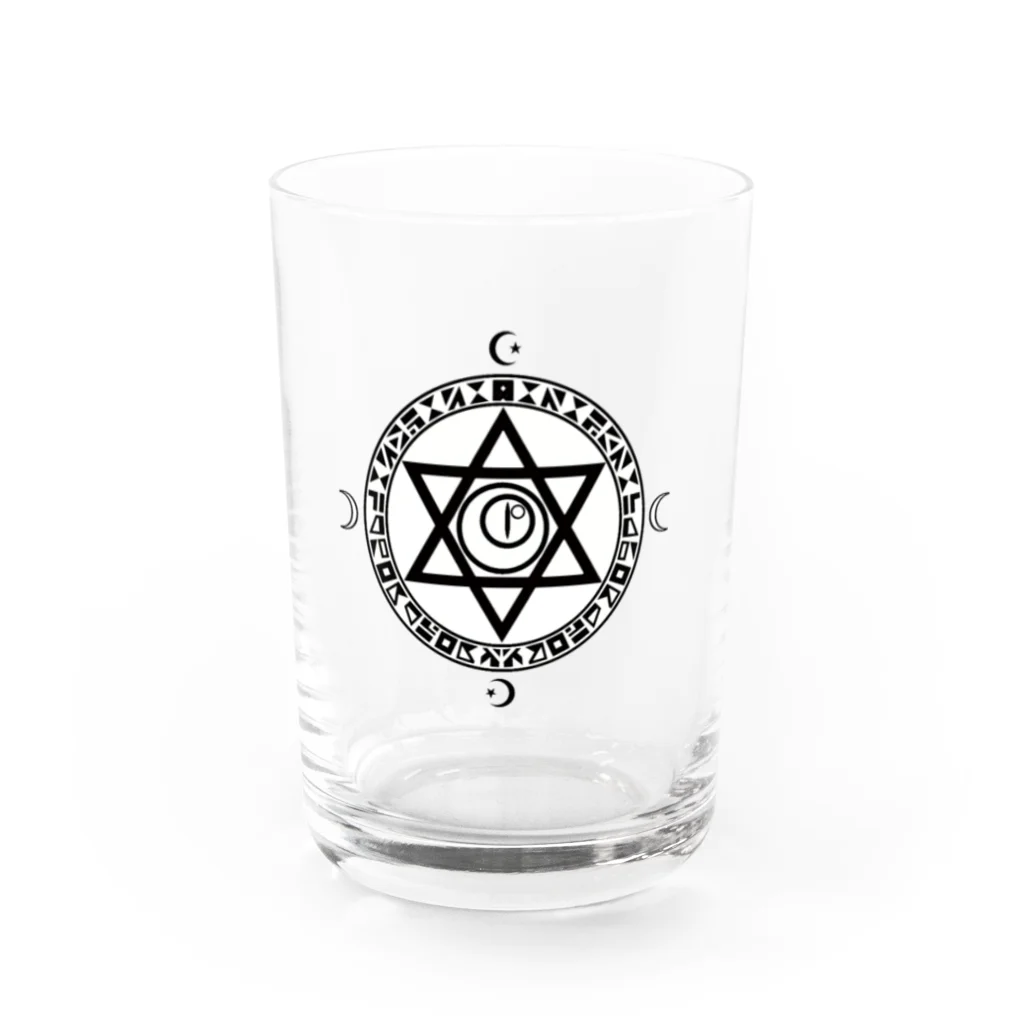 KIKITEKI_LABORATORYの魔法陣×六芒星×猫目玉 BLACK Water Glass :front