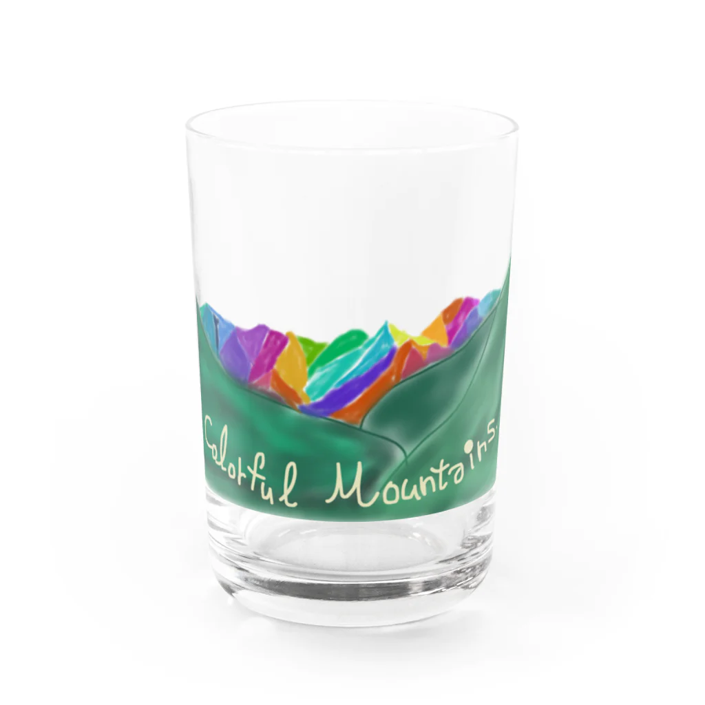 Lunannieのカラフルな山たち Water Glass :front