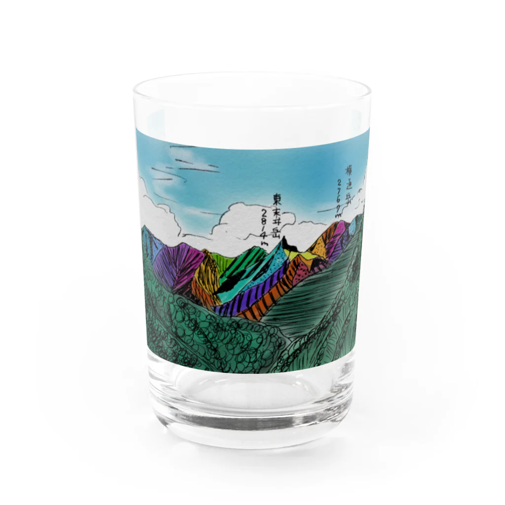 Lunannieの涸沢ヒュッテから見える山々 Water Glass :front