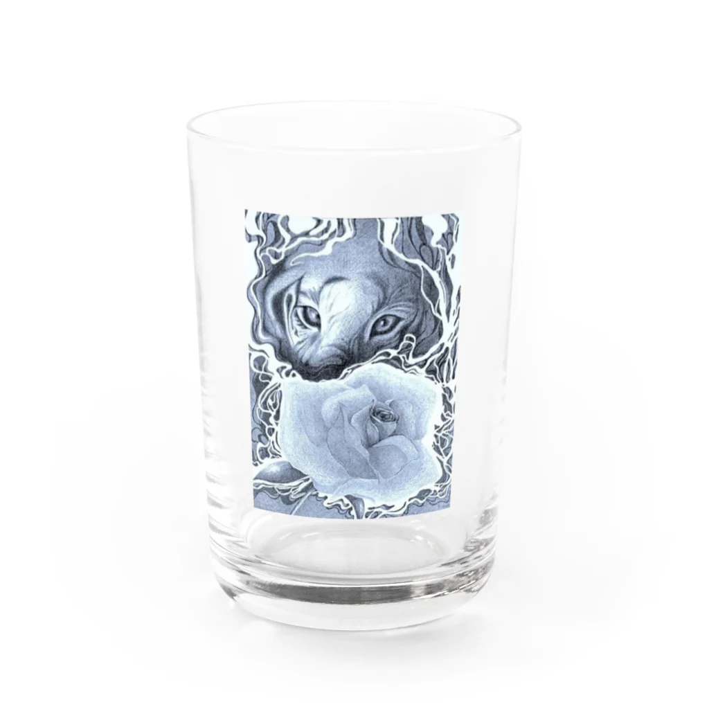 福　来の虎と薔薇 Water Glass :front