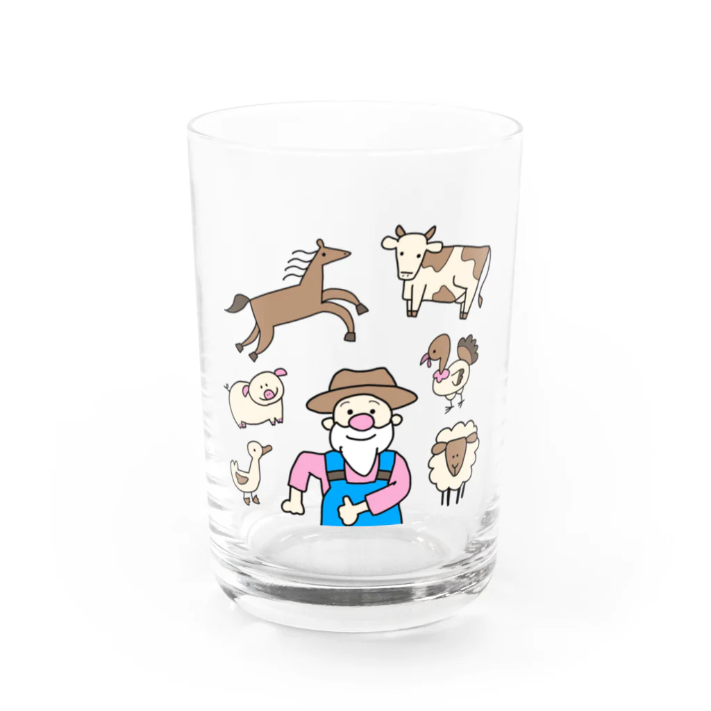 aiai_eigoのOld MacDonald had a farm【親子英語応援Tシャツ・グッズ】 Water Glass :front