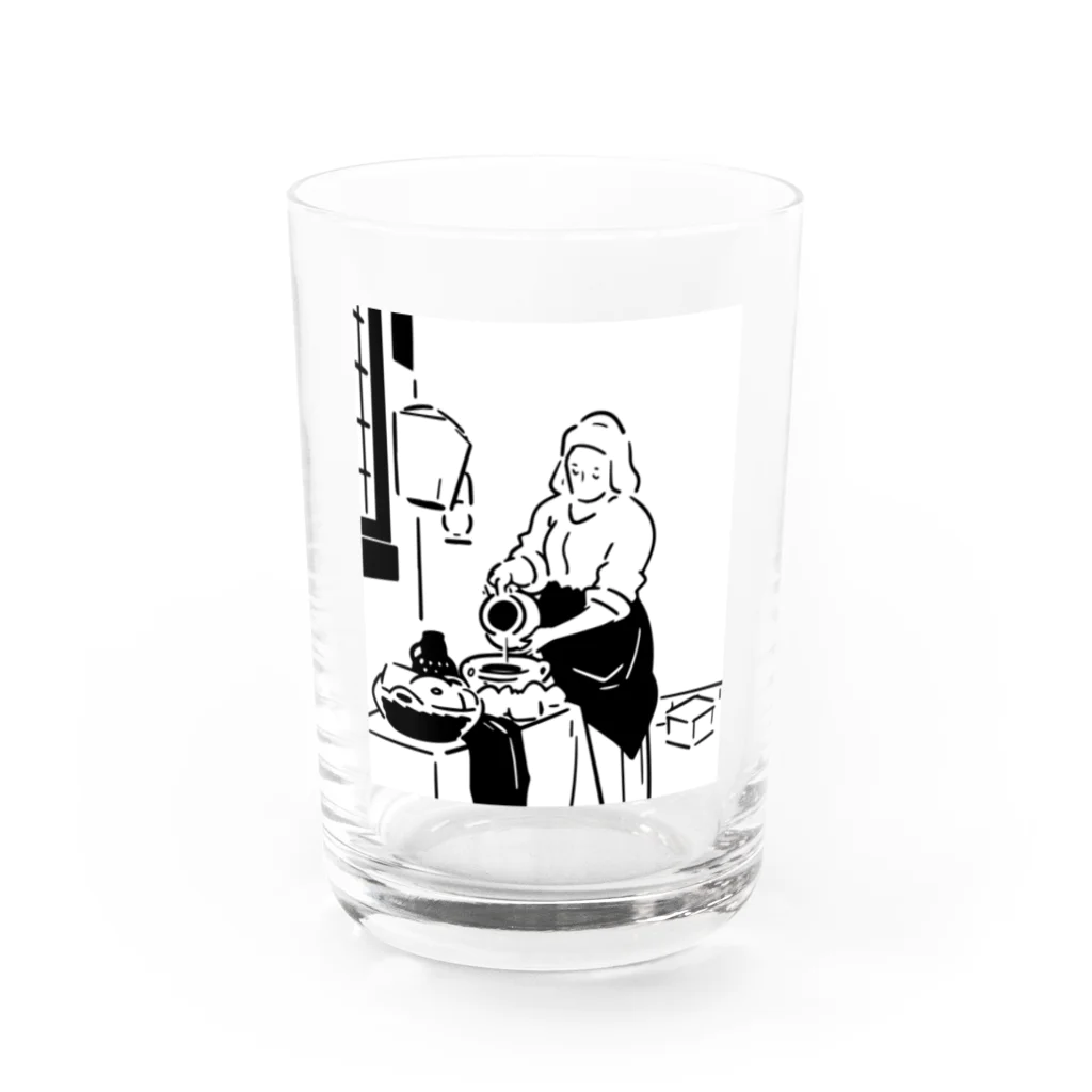 山形屋米店の牛乳を注ぐ女 Water Glass :front