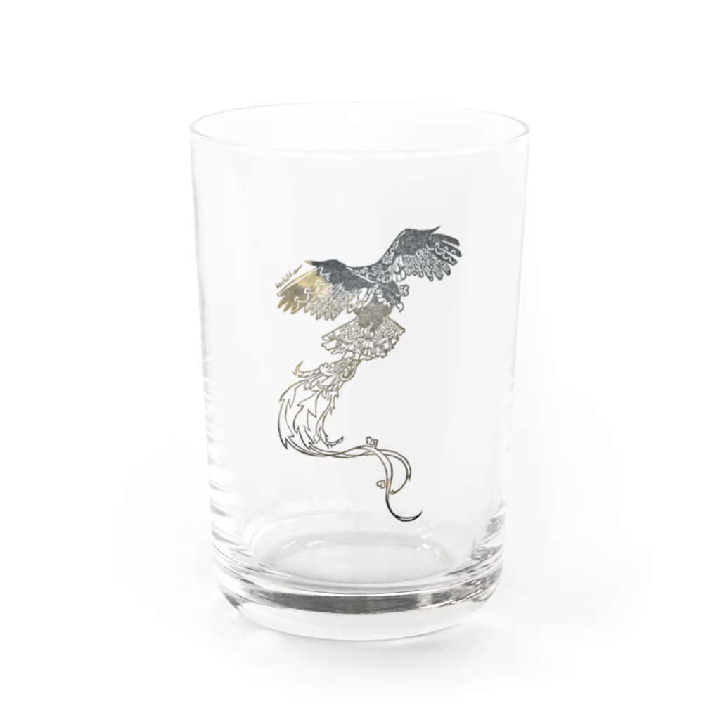 消しゴムはんこ八里半の伝説の鳥 Water Glass :front