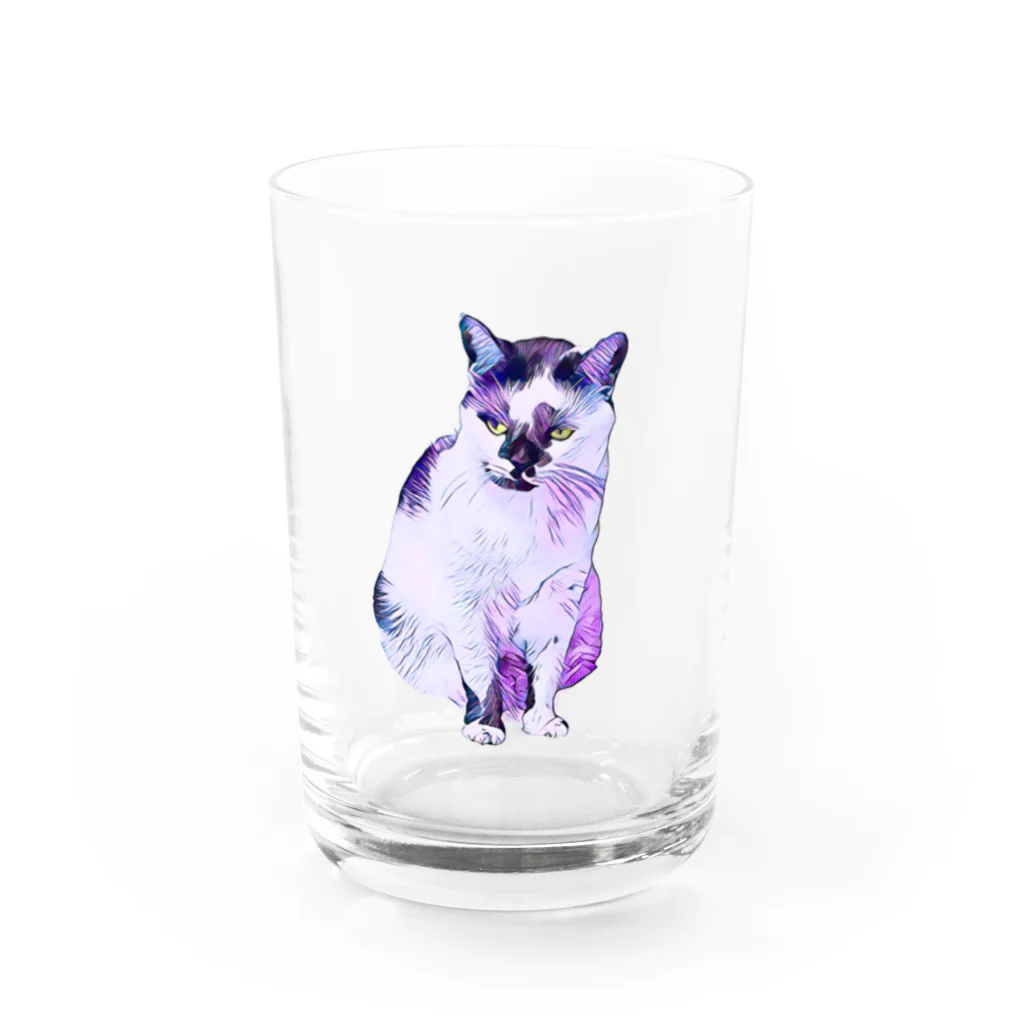 ねこまみれのアンニュイなネコ Water Glass :front