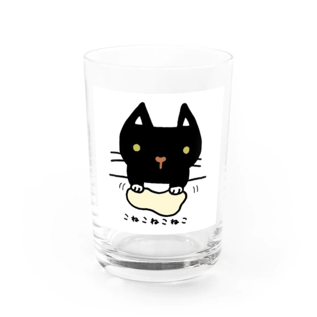 こねこねこねこのこねこねこねこ(黒) Water Glass :front