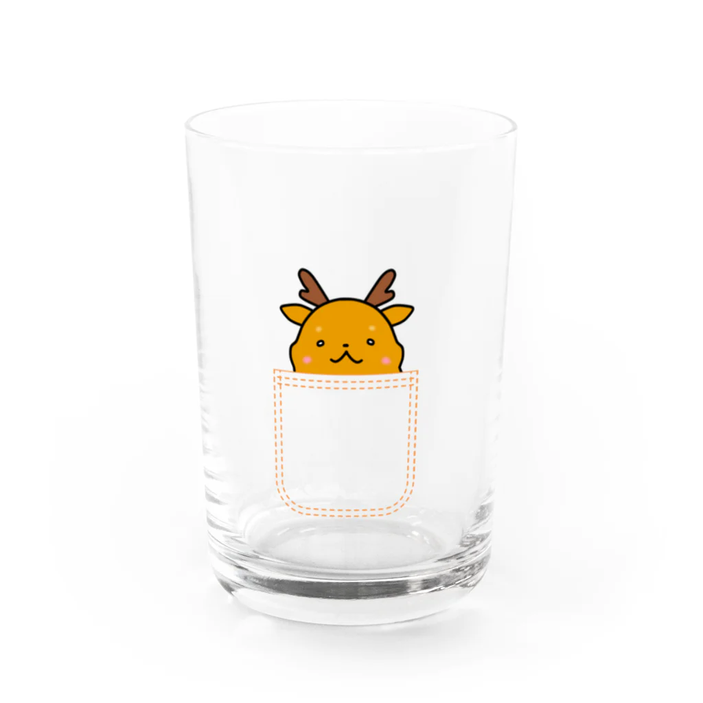 ゆるも鹿々堂のポケットインまめしか Water Glass :front