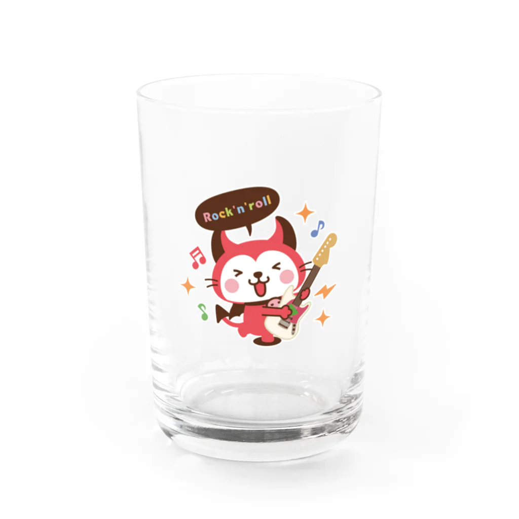 ミニマムユニヴァース@SUZURIのデビねこくん グラス ロックンロール Water Glass :front