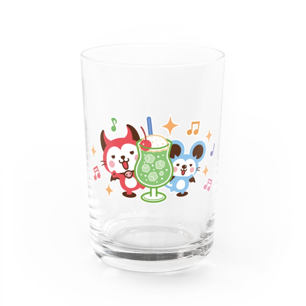 ミニマムユニヴァース@SUZURIのデビねこくんとデビねずちゃん グラス クリームソーダ Water Glass :front