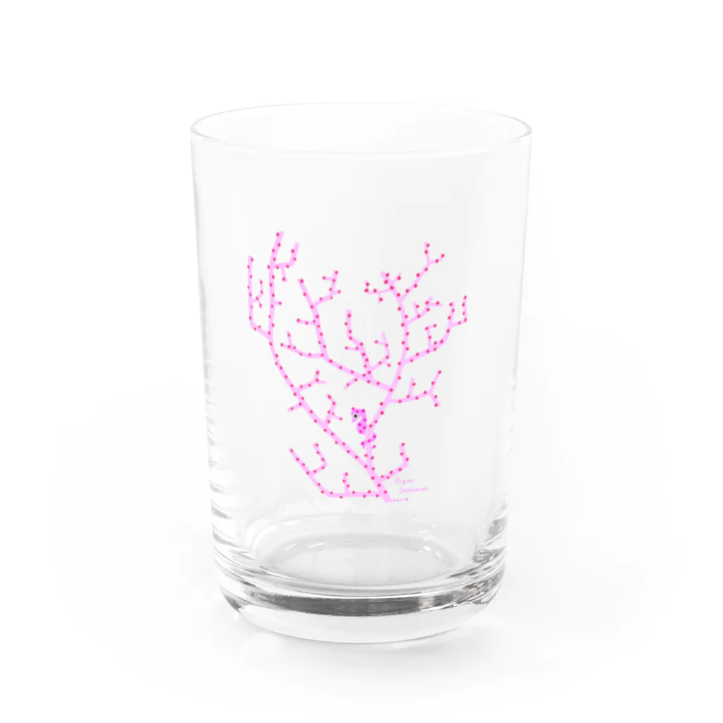 栗坊屋のピンクのピグミーシーホース Water Glass :front