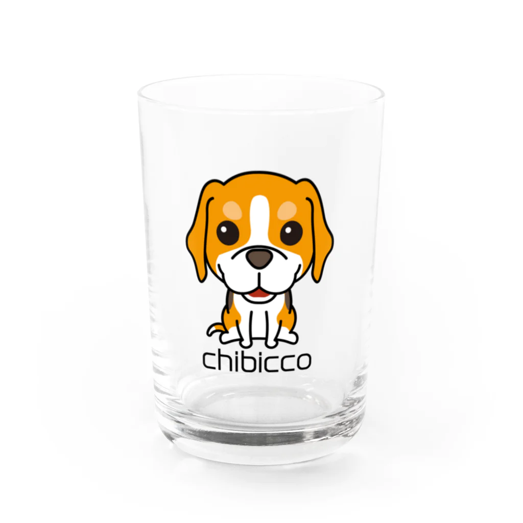 KAORIN’s TV 【ちびっこ】のスマイルビーグル chibicco (黒文字) Water Glass :front