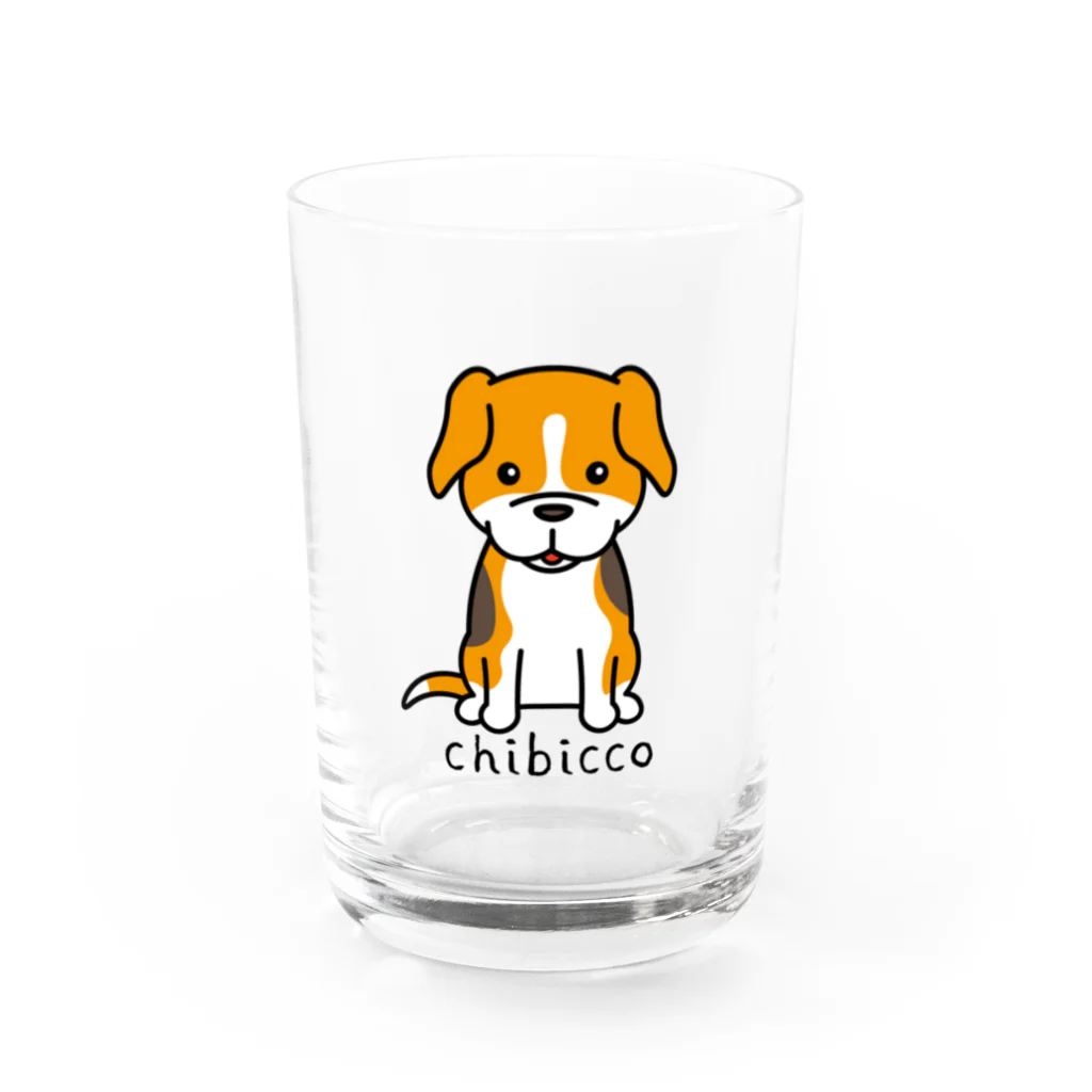 KAORIN’s TV 【ちびっこ】のぽっつんビーグル chibicco (黒文字) Water Glass :front