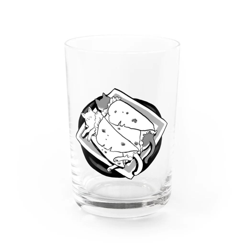 アプリコット・バスの白黒トルティーヤ猫サンド Water Glass :front