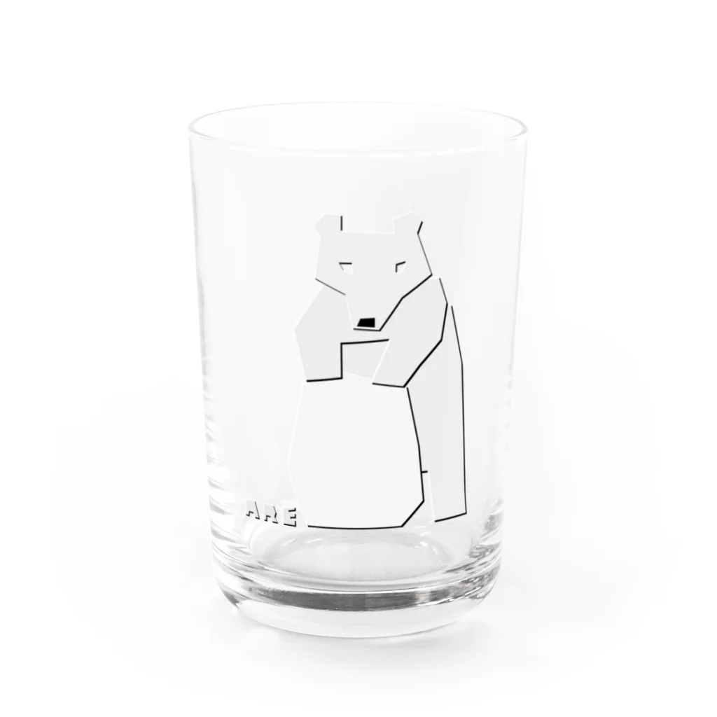 ARE（あれ）屋の熊の木彫り（白／岩に前足） Water Glass :front