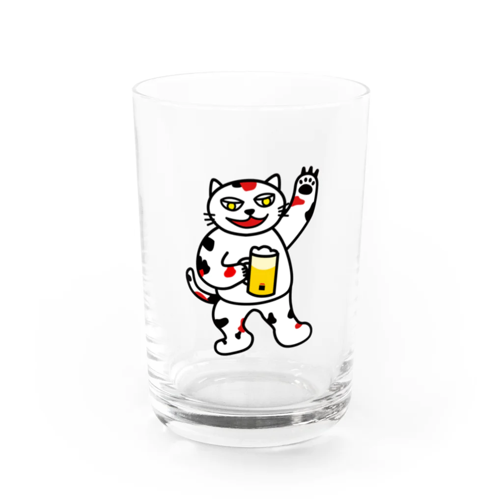 ナウい6Tショップの【前田デザイン室 ニャン-T プロジェクト】じゃみぃ飲んでるで〜！ Water Glass :front