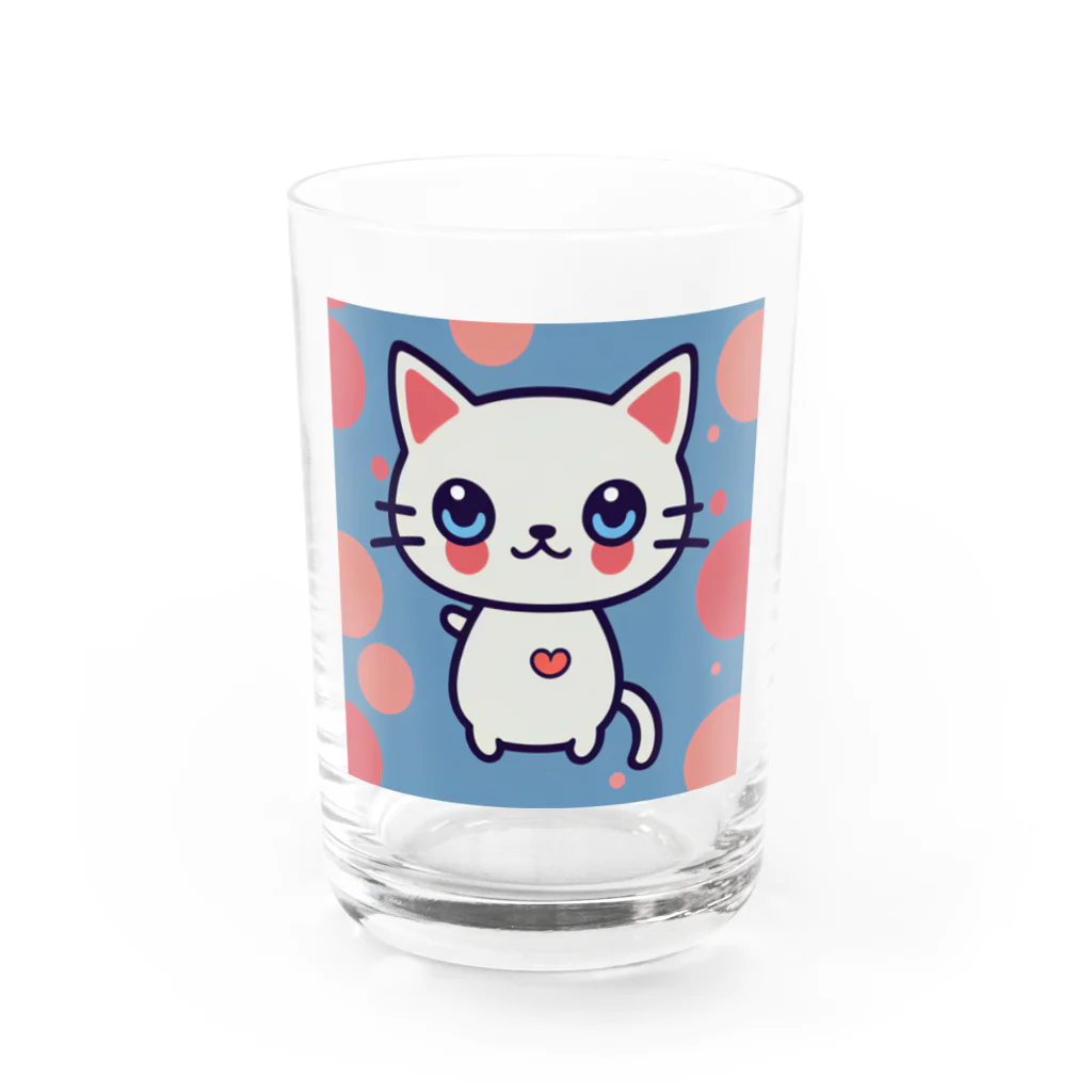 A31eの狛猫のミケ「はーとびーと」 Water Glass :front