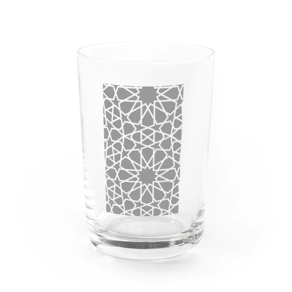 SayoShiotaのイスラム幾何学模様（グレー） Water Glass :front