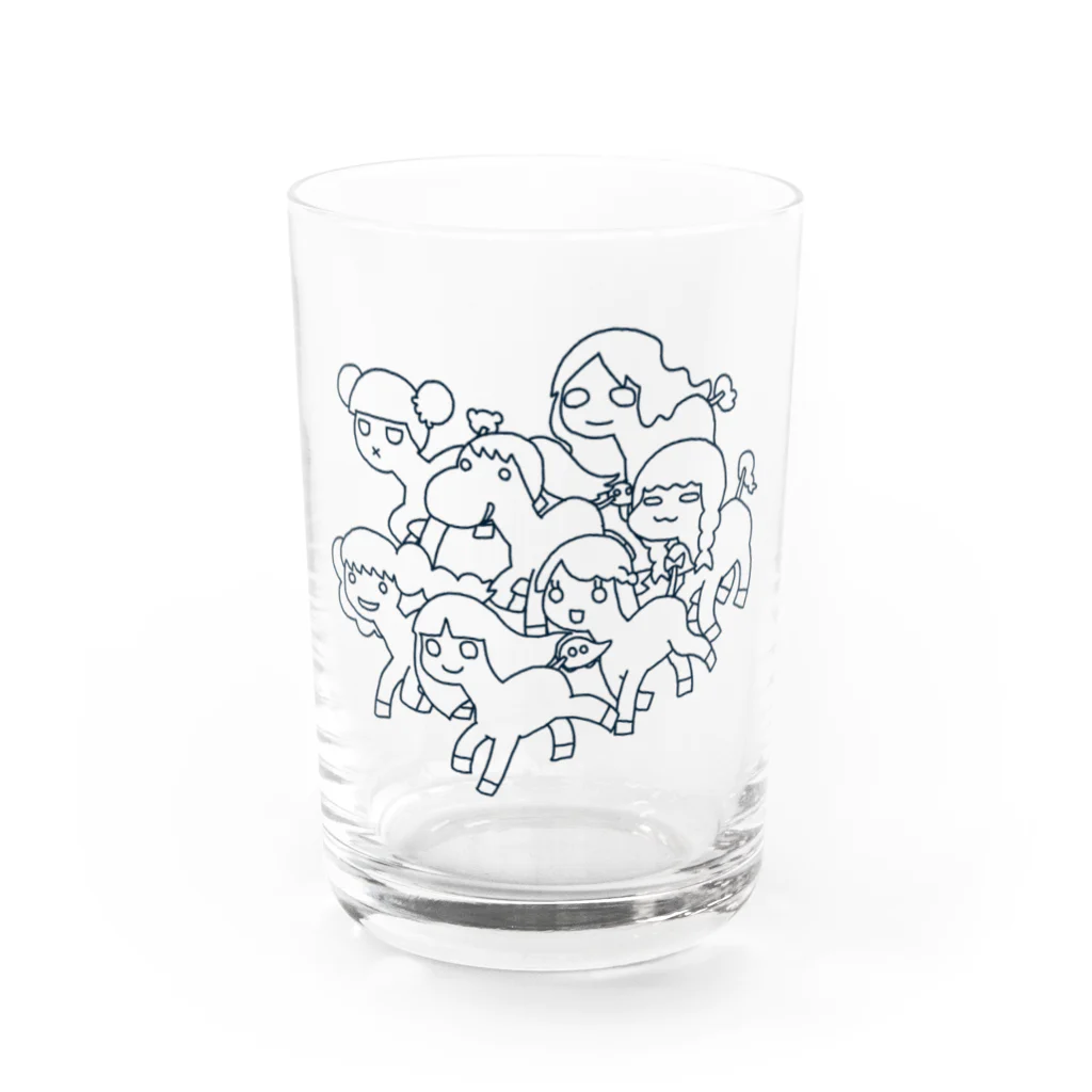 キノコマニアックの麻理子ちゃんダービー(ネイビー) Water Glass :front